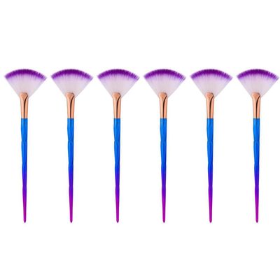 COOLHIYA 6pcs Fan Face Mask Brush Applicator Set with Soft Diamond-shaped Synthetic Bristles for Facial Clay Mask, Highlighter, and Blush Application, Salon Makeup Tools for Professional