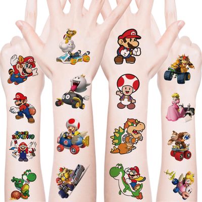 20pcs Mario Temporary Tattoos for Teens Birthday Party Supplies, Party Favors Fake Tattoos Stickers,Birthday Decorations Party Game Activities Reward Gifts (MLO)