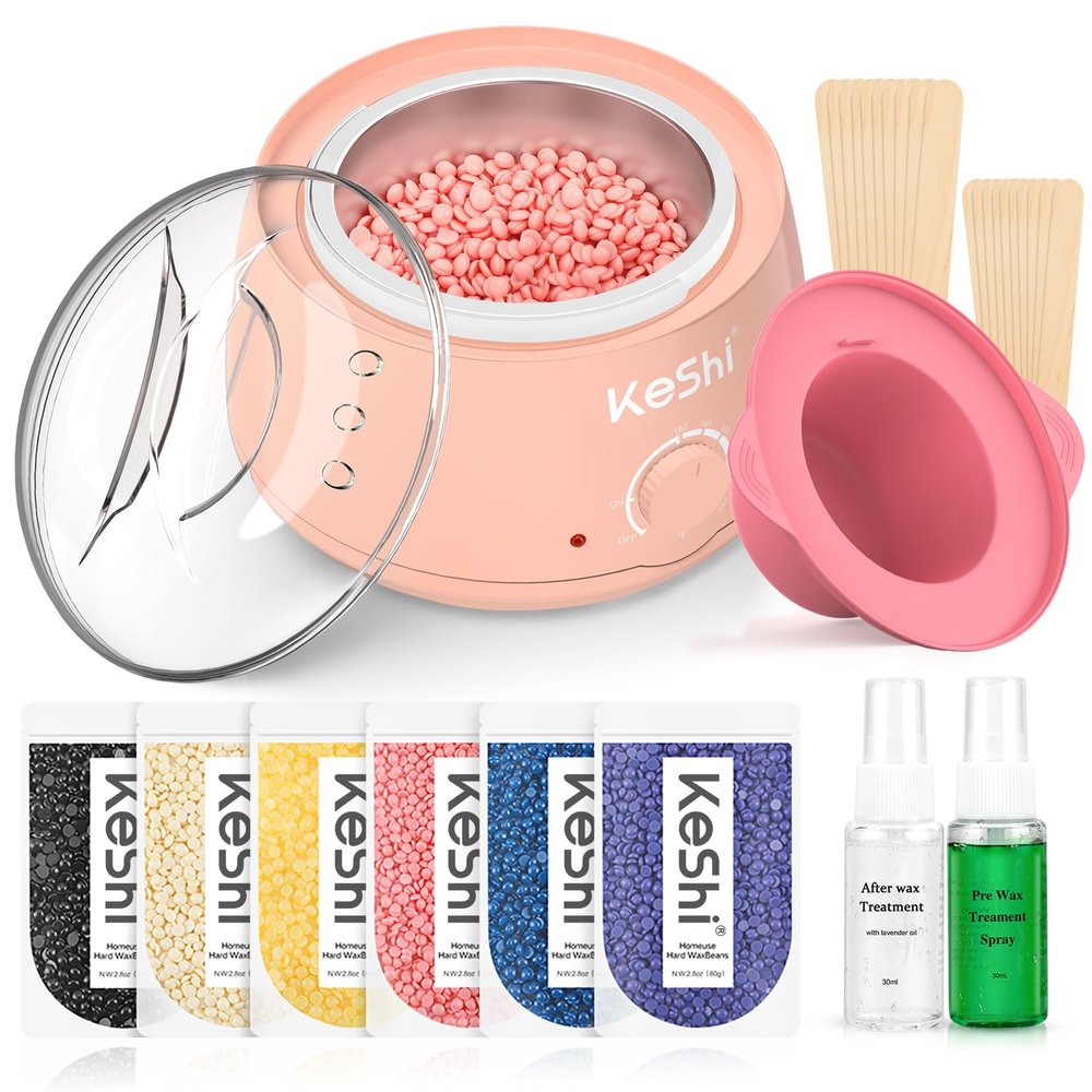 KeShi Waxing Kit for Women Men, Wax Pot with 6 Hard Wax Beans Hair Removal