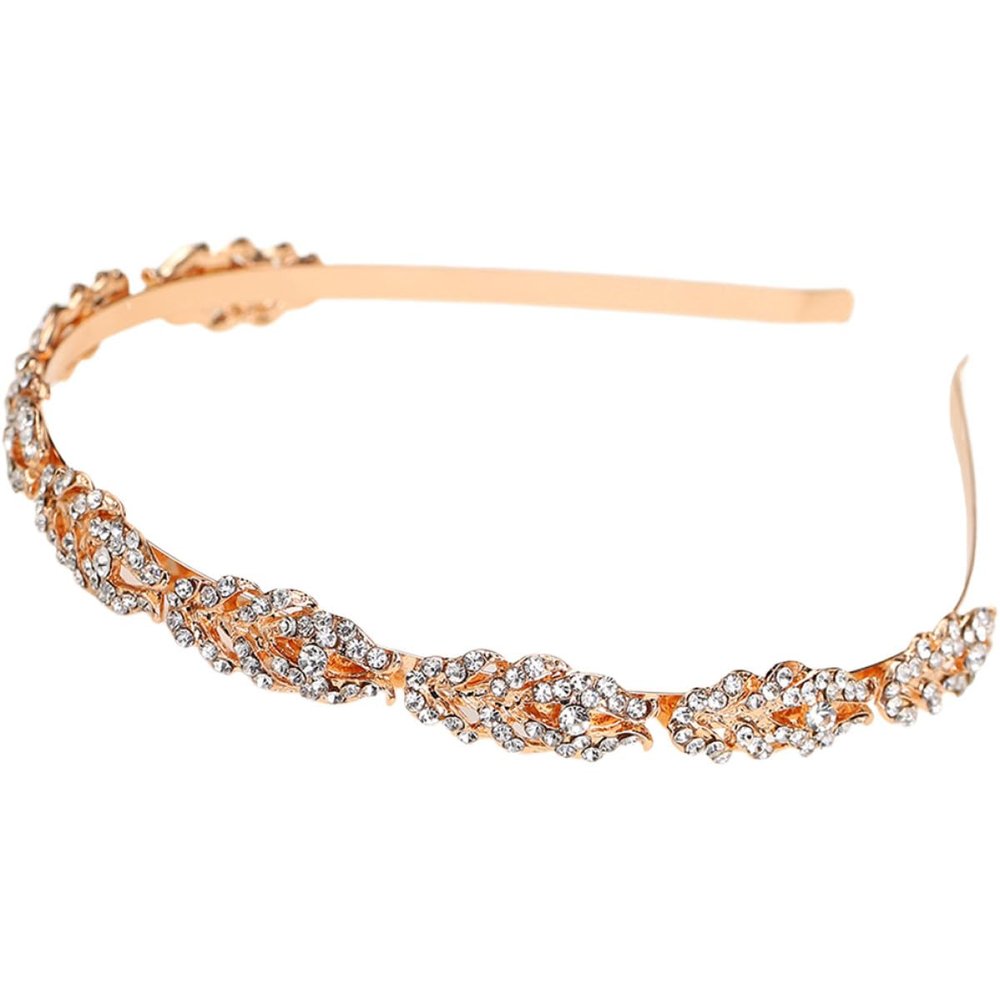 BESTYASH Rhinestone Crystal Headband for Women, Gold Sparkly Hair Hoop Hairband, Bridal Hair Accessories Suitable for Wedding and Party