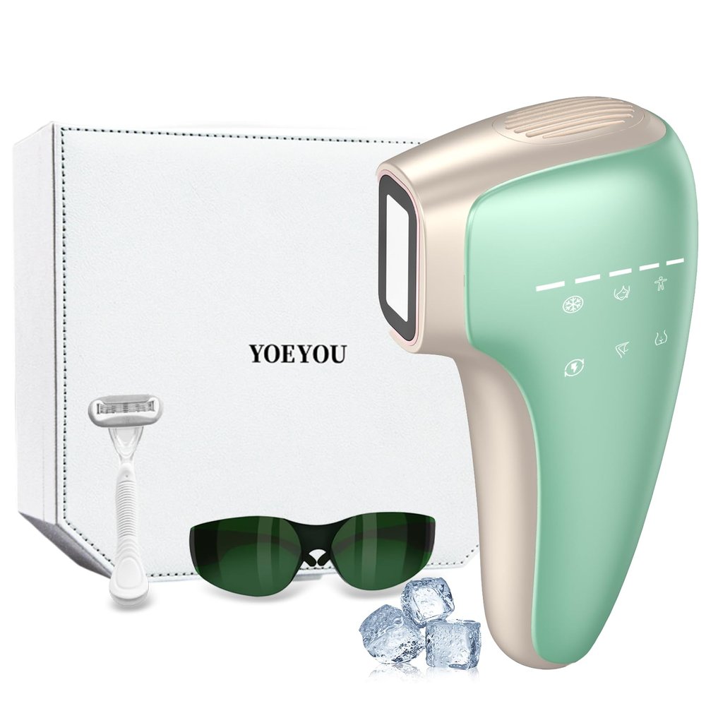 Sapphire Ice Cooling IPL Hair Removal Device, Painless At-Home Permanent Hair Remover for Women Men, 5 Levels 2 Modes for Full Body Use
