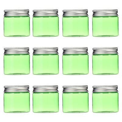 SHINYPASING 12 Pcs 50g Green Cosmetic Jars with Aluminum Lids, Empty Refillable Cream Containers for Travel Makeup Storage and Lotion Dispenser Pots