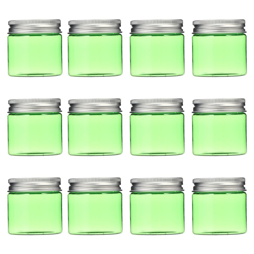 SHINYPASING 12 Pcs 50g Green Cosmetic Jars with Aluminum Lids, Empty Refillable Cream Containers for Travel Makeup Storage and Lotion Dispenser Pots