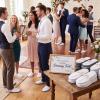 120 Pairs Bulk Wedding Disposable Slippers for Guests, Gray,White view 2