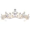 GOOHOCHY Baroque Rhinestone Tiara Crown Bridal Headpiece Wedding Hair Accessories for Brides Party Birthday Gold Base White Crystals view 1