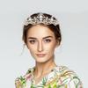 GOOHOCHY Baroque Rhinestone Tiara Crown Bridal Headpiece Wedding Hair Accessories for Brides Party Birthday Gold Base White Crystals view 4
