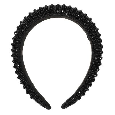 KICHOUSE Baroque Black Rhinestone Crystal Hairband for Women, Handmade Beaded Hair Hoop Headband Accessories for Party and Daily Wear