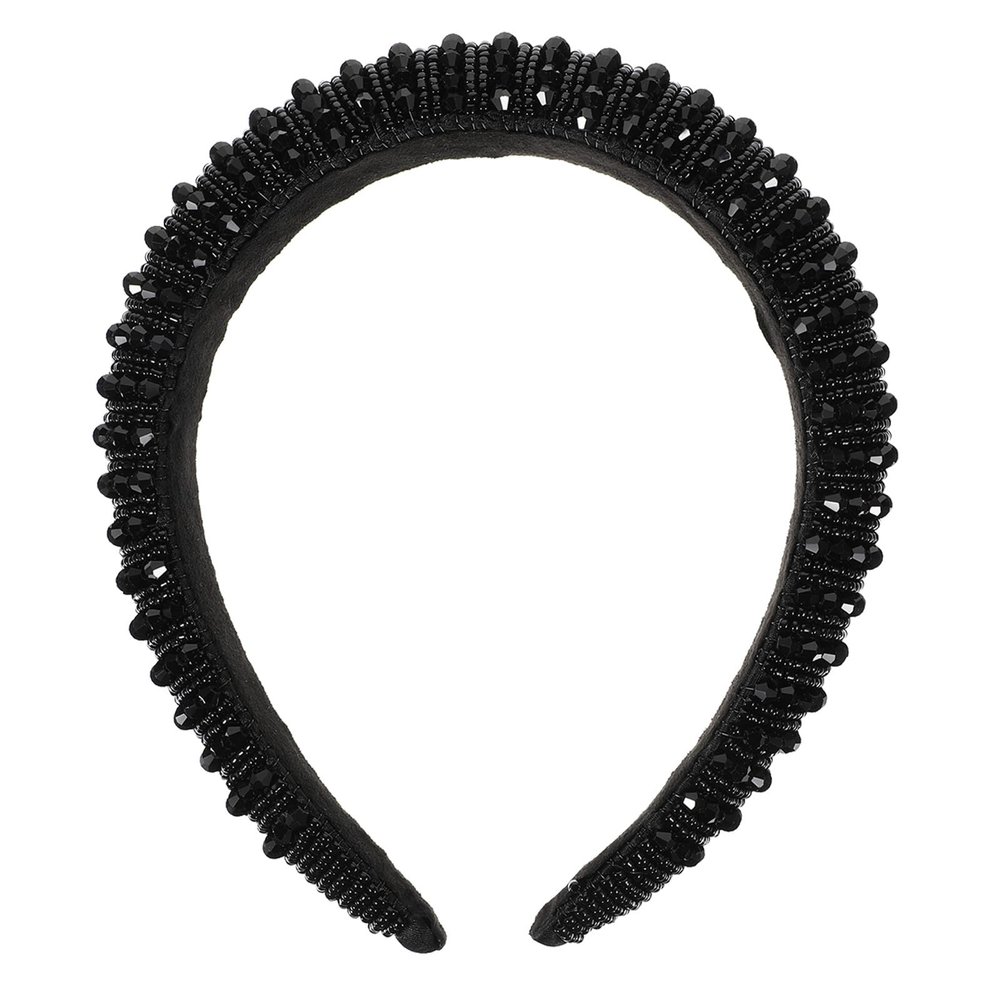 KICHOUSE Baroque Black Rhinestone Crystal Hairband for Women, Handmade Beaded Hair Hoop Headband Accessories for Party and Daily Wear