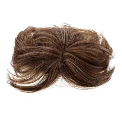 SHINYPASING Breathable Short Synthetic Wig Topper for Women Thinning Hair Hairpiece Hair Extension Lightweight Brown Toupee for Daily Use
