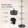 Kreiaoer Wig Holder Stand for Multiple Wigs, 12 Head Metal Wig Display Rack with Wheels, Adjustable Rotating Wig Storage Organizer for Salon, Styling, Storage and Retail Display (Black, Round Base) view 4