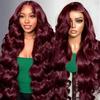 13x6 Burgundy Body Wave Lace Front Wigs Human Hair Beginner Friendly 34Inch view 1