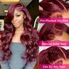 13x6 Burgundy Body Wave Lace Front Wigs Human Hair Beginner Friendly 34Inch view 2