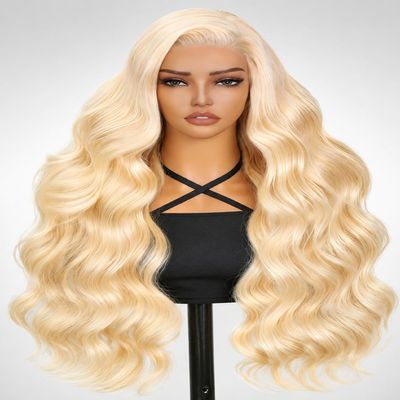 inlovwith 613 Lace Front Wig Human Hair 210% Density, Body Wave 13x4 HD Blonde Frontal Wigs Human Hair Pre Plucked with Baby Hair Two Years Lifespan 36 Inch