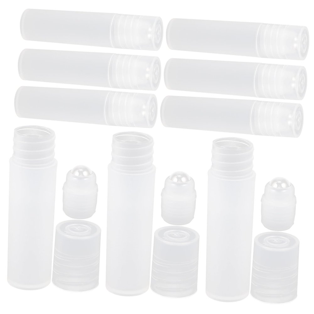 FUOYLOO 10pcs 5ml Portable Roller Ball Bottles Refillable Essential Oil Perfume Containers Leak-resistant for Travel Aromatherapy