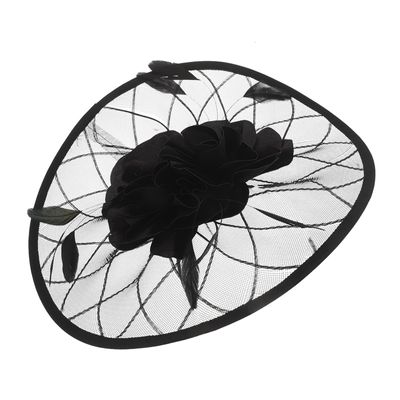 Luxshiny Bridal Fascinator Headband with Black Mesh and Floral Accent, Embellished Hair Accessory for Women, Vintage-inspired Wedding and Formal Event Headpiece