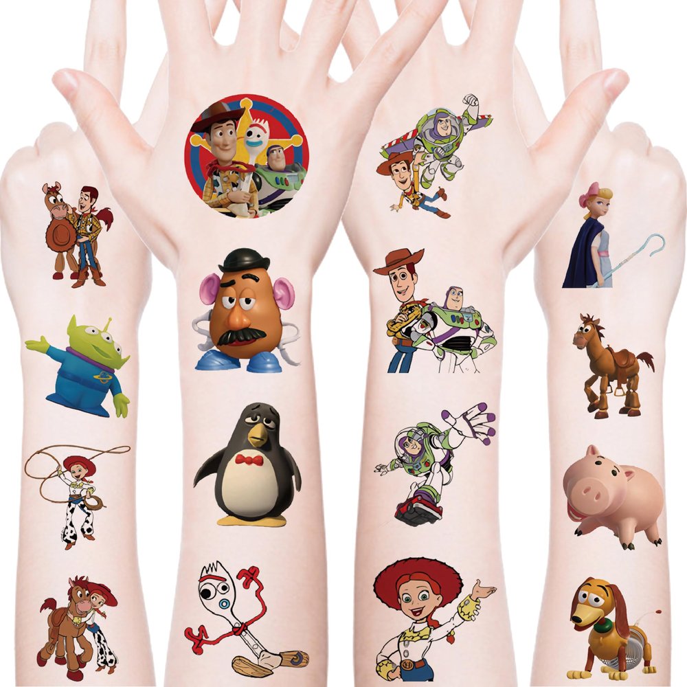 20pcs Toy Movie Story Temporary Tattoos for Teens Birthday Party Supplies, Party Favors Fake Tattoos Stickers,Birthday Decorations Party Game Activities Reward Gifts (4)