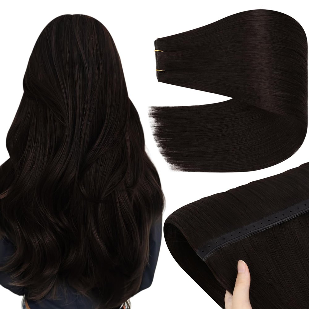 YoungSee 100g 28 Inch Butterfly Weft Extensions Dark Brown 1 Piece for DIY