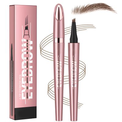 4-Tip Microblading Eyebrow Pen Waterproof Hair Stroke Brow Pencil, 3D Microblading Eyebrow Pencil, Smudge-Proof Natural Brows in Seconds (Light Brown)