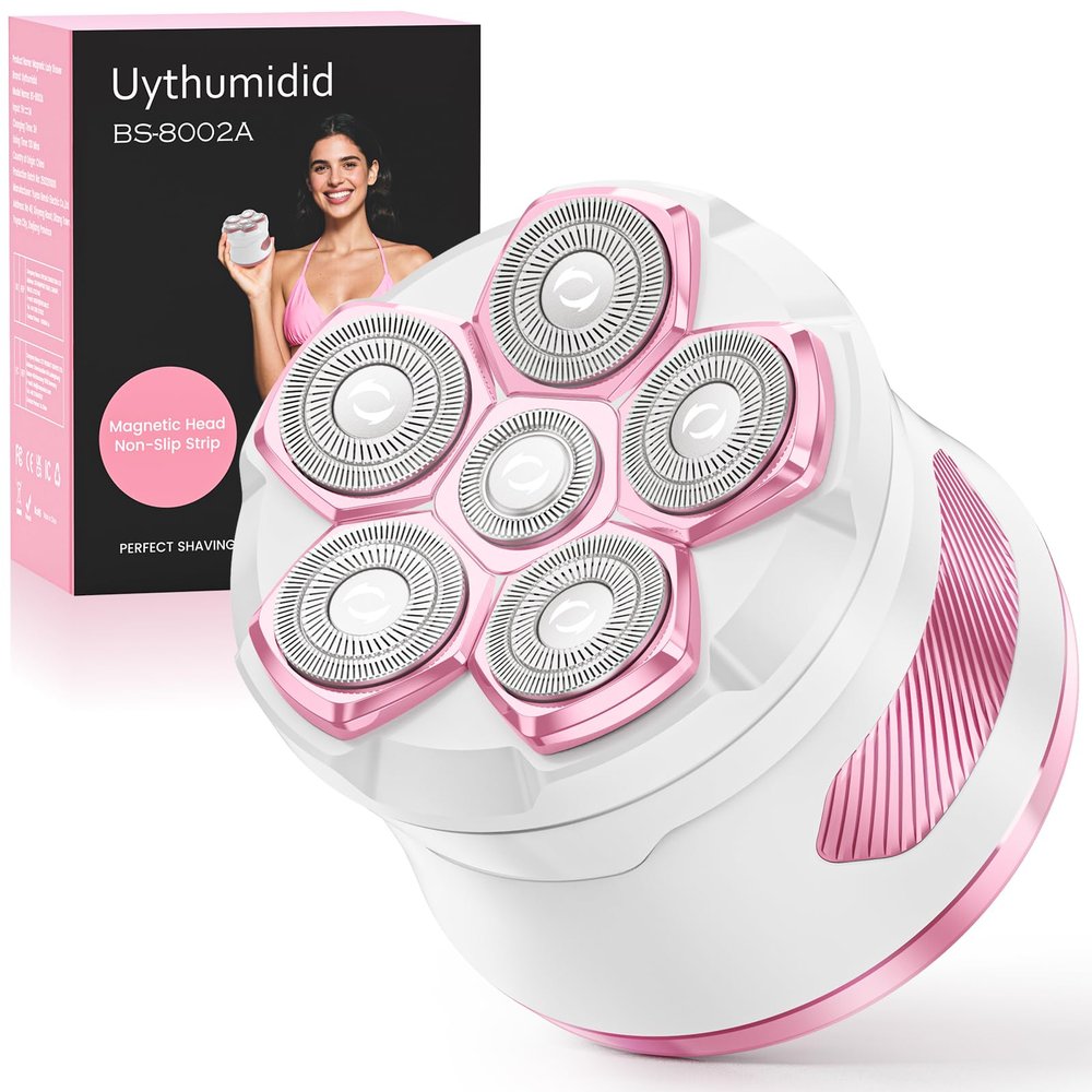 Electric Razors for Women, Flawless Electric Shaver for Women Legs, Magnetic Floating Heads Razor, Wet/Dry Hair Remover for Sensitive Skin, Easy to Use with Anti-Slip Strips, Pink