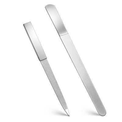 2 PCS Metal Nail File, Double-Sided Stainless Steel Nail Files for Natural Nails Non Slip Fingernail Toenail Buffer Filers Sharp Pointed Tip Manicure Pedicure Toenail Tools for Salon Home Use