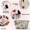 Edafol Daisy Butterfly Wooden Texture Small Makeup Bag Waterproof Cosmetic Case Travel Make Up Pouch Portable Toiletry Bags Organizer for Women Ladies view 3