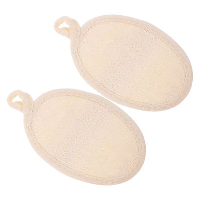 GRADENEVE Natural Loofah Shower Sponge Pads 2pcs 8x12 Cm Beige Edged Exfoliating Body Scrubbers for Men and Women Spa Bath and Shower Use Zipper Storage Bags