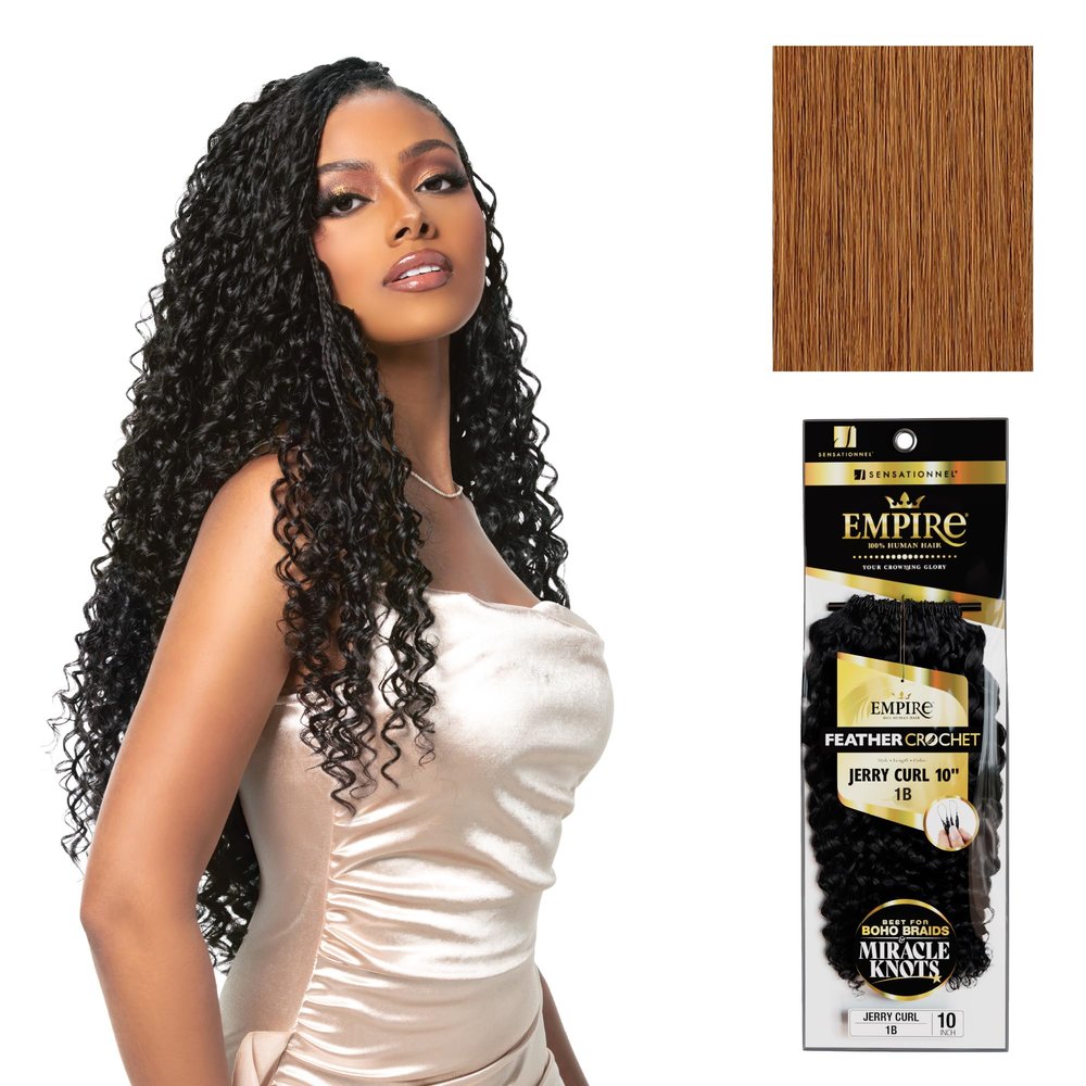 Sensationnel Empire Feather Crochet Braids-Jerry Curl,10in, 30 LIGHTAUBURN