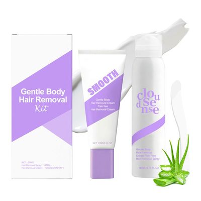 Wenrny Gentle Body Hair Removal Kit with Fast-Acting Hair Removal Spray,Soothing Depilatory Cream and Scraper,Flawless Moisturizing Women Body Hairs Remover Set for Arms,Legs,Bikini Line,Underarms