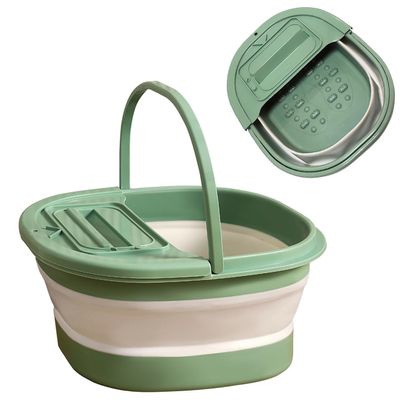FAUVISM Collapsible Foot Bath with Handle, Portable Foot Soak Tub Foldable Foot Bath with Manual Foot Massage Acupoints to Help Sleep, Folding Laundry Basket Multi Function Buckets