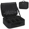 Relavel Makeup Bag Travel Makeup Train Case Large Capacity Cosmetic Case Professional Portable Makeup Brush Holder Organizer and Storage Box with Adjustable Dividers Black view 1