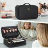 Relavel Makeup Bag Travel Makeup Train Case Large Capacity Cosmetic Case Professional Portable Makeup Brush Holder Organizer and Storage Box with Adjustable Dividers Black view 2
