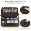 Relavel Makeup Bag Travel Makeup Train Case Large Capacity Cosmetic Case Professional Portable Makeup Brush Holder Organizer and Storage Box with Adjustable Dividers Black view 3