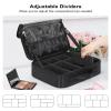 Relavel Makeup Bag Travel Makeup Train Case Large Capacity Cosmetic Case Professional Portable Makeup Brush Holder Organizer and Storage Box with Adjustable Dividers Black view 4