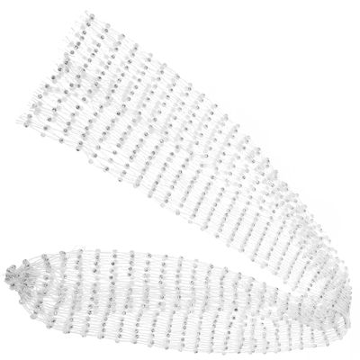 Outanaya Mesh Rhinestone Headband for Women, Decorative Crystal Hair Scarf Bandana Headpiece, White Mesh Hair Wrap for Parties and Music Festivals