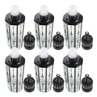 ifundom 6 Pack 15ml Glass Roller Bottles with Cap, Black Perfume