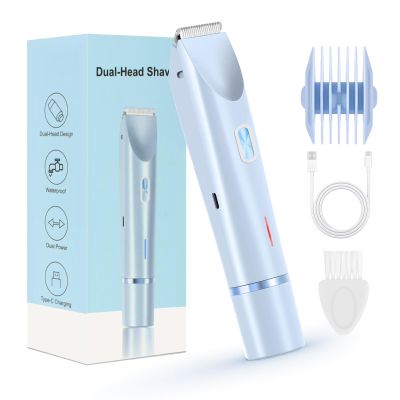 Dermave Bikini Shaver & Trimmer for Women,2 in 1 Electric Razors (Blue)