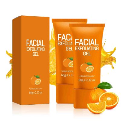 Orange Exfoliating Gel for Face and Body, Gentle Orange Exfoliating Gel Scrub with Citrus, Peeling Gel Exfoliating Scrub for Smooth Skin and Deep Cleansing, 2.12 Oz (2pc)