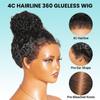 ASHIMARY HAIR 4C Edges Invisi Strap Laid Flat 360 Lace Front Wig Human Hair Kinky Curly Pre-Everything Human Hair Wig Skinlike HD lace Gluess Wig with Curly Baby Hair All Around 28 Inch view 4