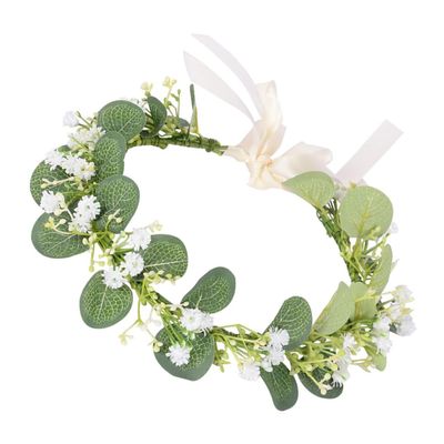 HINTRMENT Realistic Floral Headband Garland Bridal Flower Hair Crown Wedding Bride Hairband Hair Accessories for Bridesmaids and Wedding Ceremonies