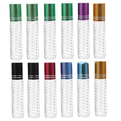 NULYLU 12pcs 5ml Glass Perfume Roll-on Bottles Essential Oil Sub-packaging Kit with Caps Portable Mini Refillable Bottles for Travel and Aromatherapy Random Color
