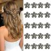 YISSION 20Pcs Mini Olive Green Plaid Flower Hair Clips, Rhinestone Decorative Hair Pins for Women and Girls Wedding Bridal Prom Daily Hairstyle Accessories view 1