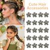 YISSION 20Pcs Mini Olive Green Plaid Flower Hair Clips, Rhinestone Decorative Hair Pins for Women and Girls Wedding Bridal Prom Daily Hairstyle Accessories view 3