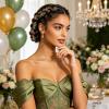 YISSION 20Pcs Mini Olive Green Plaid Flower Hair Clips, Rhinestone Decorative Hair Pins for Women and Girls Wedding Bridal Prom Daily Hairstyle Accessories view 4