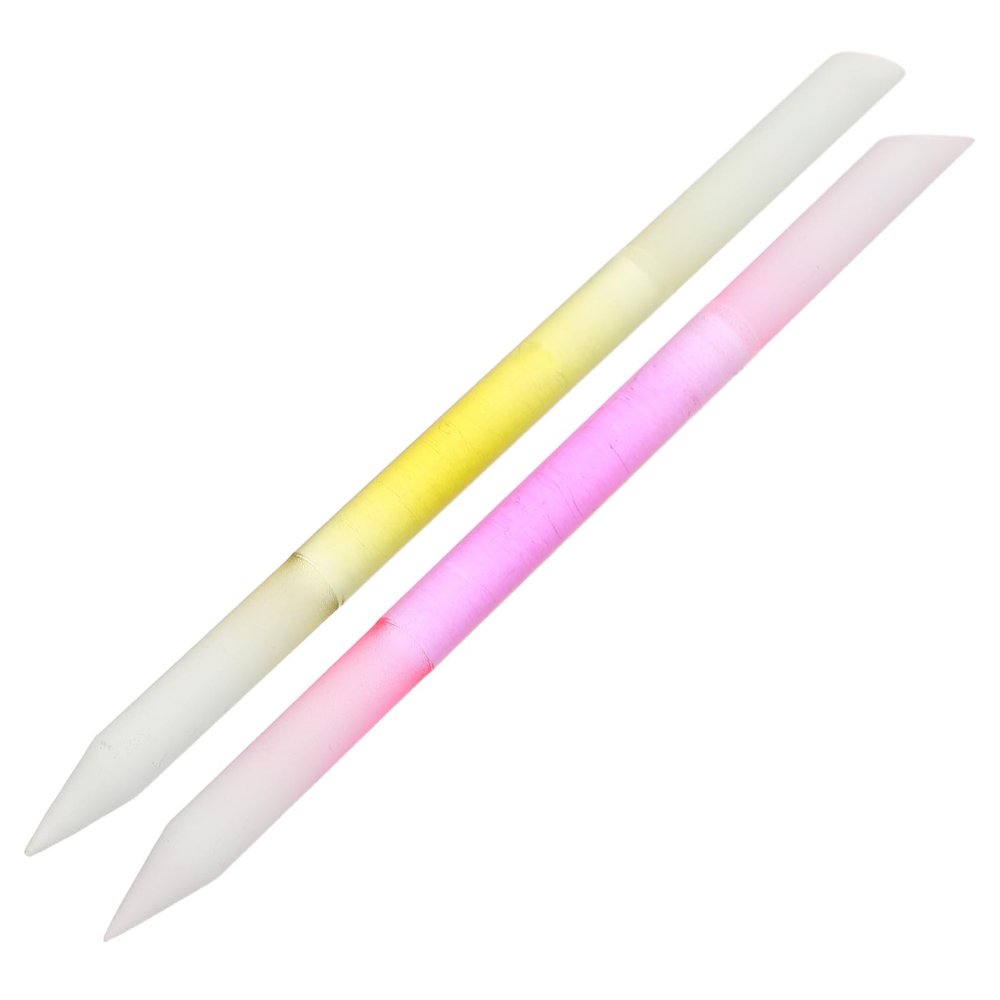 MAGICLULU 2pcs Glass Nail Files Set Double-Sided Frosted Glass Nail Shiner and Buffer for Manicure and Pedicure Use with Semi-Peach and Yellow Colors