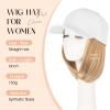 Rich Choices Hat Wigs for Women,White Baseball Cap with Hair Extensions for Women,Short Bob Hairstyle Caps with Hair Attached Adjustable Baseball Cap Wig 6 Inch-Highlighted Honey Blonde Hair view 2