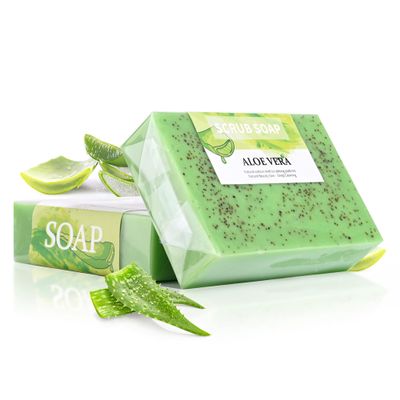 Easilydays Aloe Scrub Soap, Natural Walnut Shell Scrubbing Particles Bar with Olive Oil, Beauty Skin, Deep Cleansing, Moisturizing Handmade Exfoliating Soap, Smooths & Revitalizes Body, 3.52oz