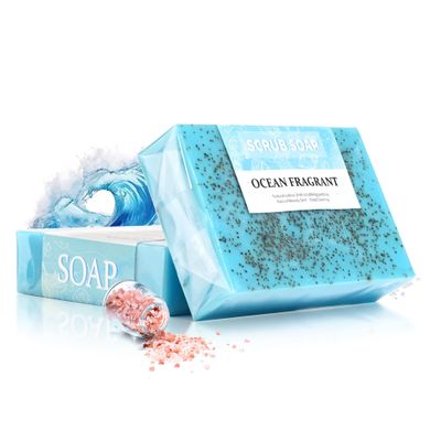Easilydays Ocean Scrub Soap, with Natural Walnut Shell Scrubbing Particles, Beauty Skin, Deep Cleansing, Moisturizing & Exfoliating Scrub, Handmade Bar Soap for Face & Body, for All Skin Types, 3.52oz