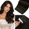 LaaVoo Genius Tape in Weft Hair Extensiosn Human Hair Invisible Tape in Extensions Darkest Brown Weft Tape Hair Extensions PU Real Human Hair 18inch 4Pcs 90g view 1