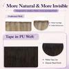 LaaVoo Genius Tape in Weft Hair Extensiosn Human Hair Invisible Tape in Extensions Darkest Brown Weft Tape Hair Extensions PU Real Human Hair 18inch 4Pcs 90g view 3