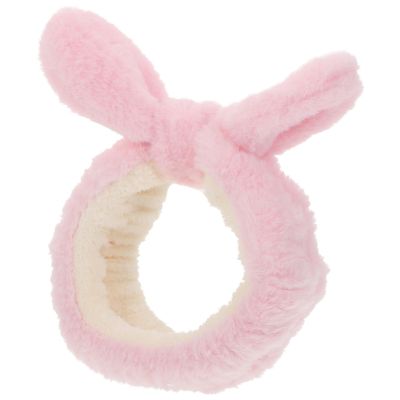 FESTFENDS Reusable Shower Headband for Women Bow Knot, Pink Non-ear Pressure Hair Hoop for Face Washing and Spa, Cosmetic Hairband for Beauty Care